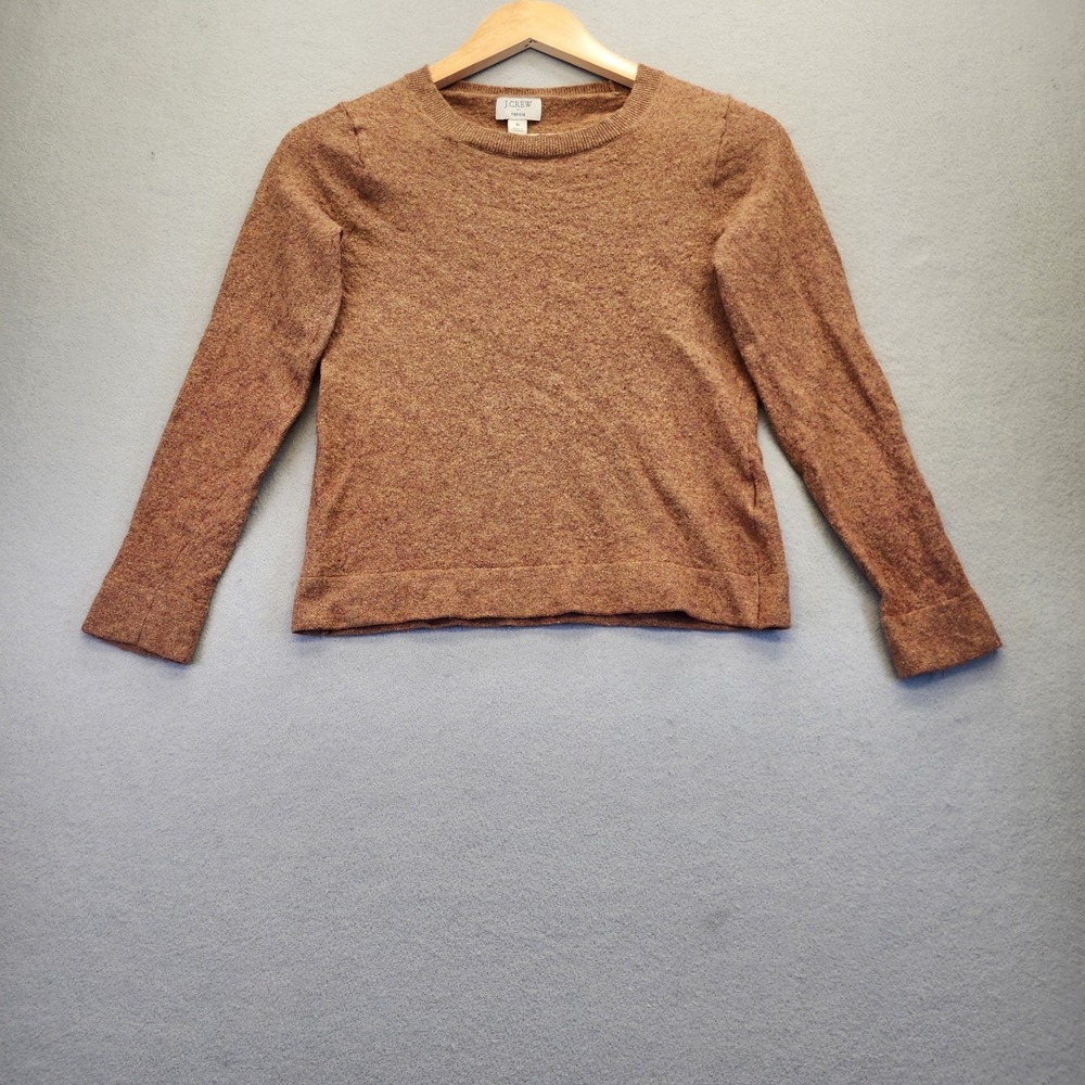 J.Crew Teddie Sweater Womens Small Brown Heather Merino‎ Wool Cotton Blend Knit